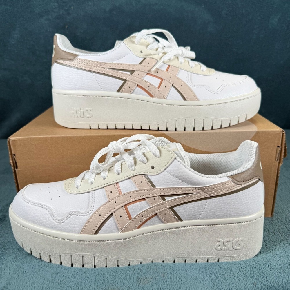 Asics Women's Japan S PF Sneakers Size 9.5 White/Beige Platform Sole Comfortable
